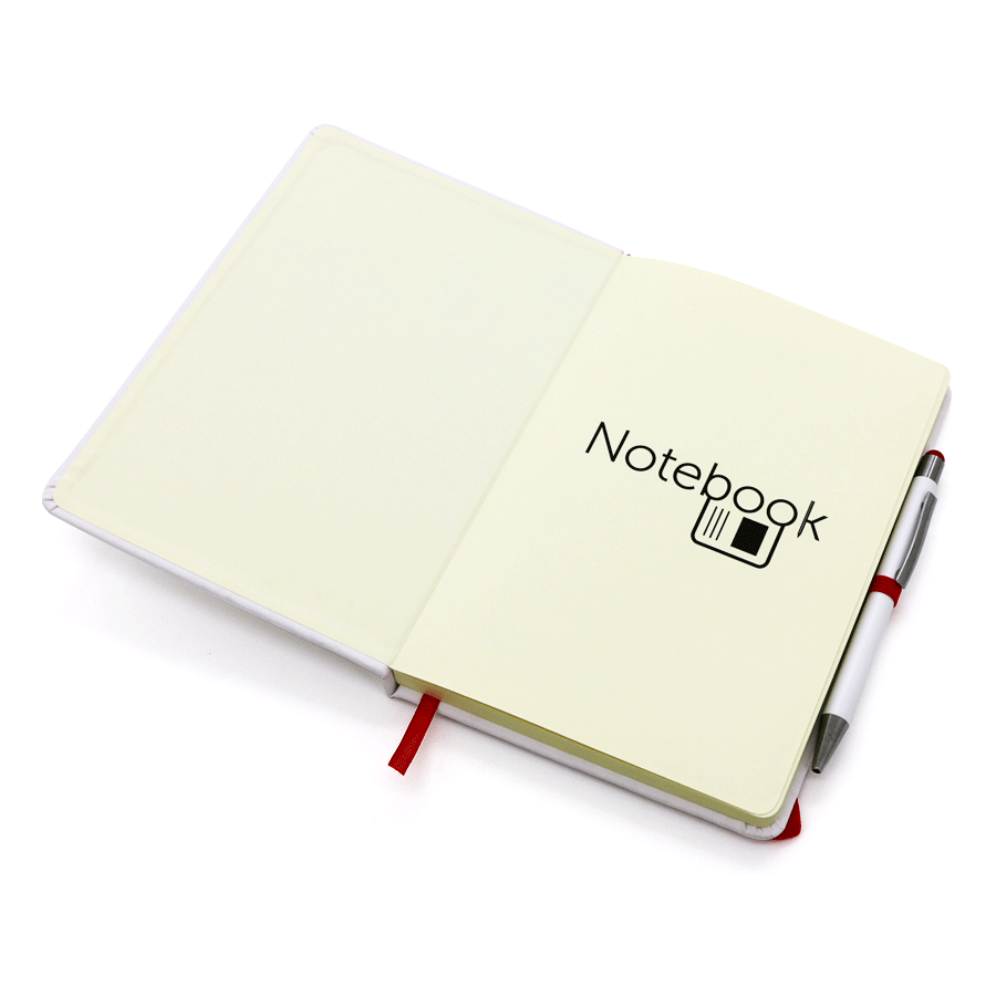 notebook a5 en blanc laserable avec stylo