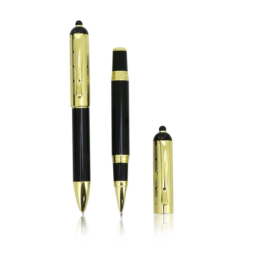 parure de stylos dorés avec boite
