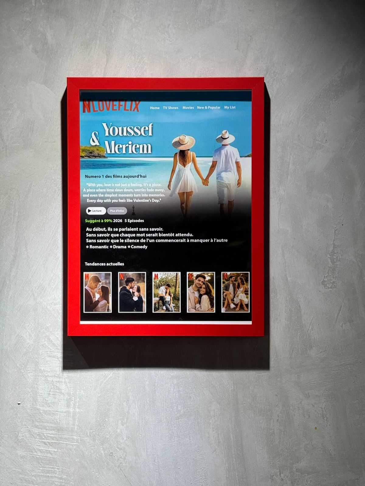 Tableau "LOVEFLIX" Personnalisable