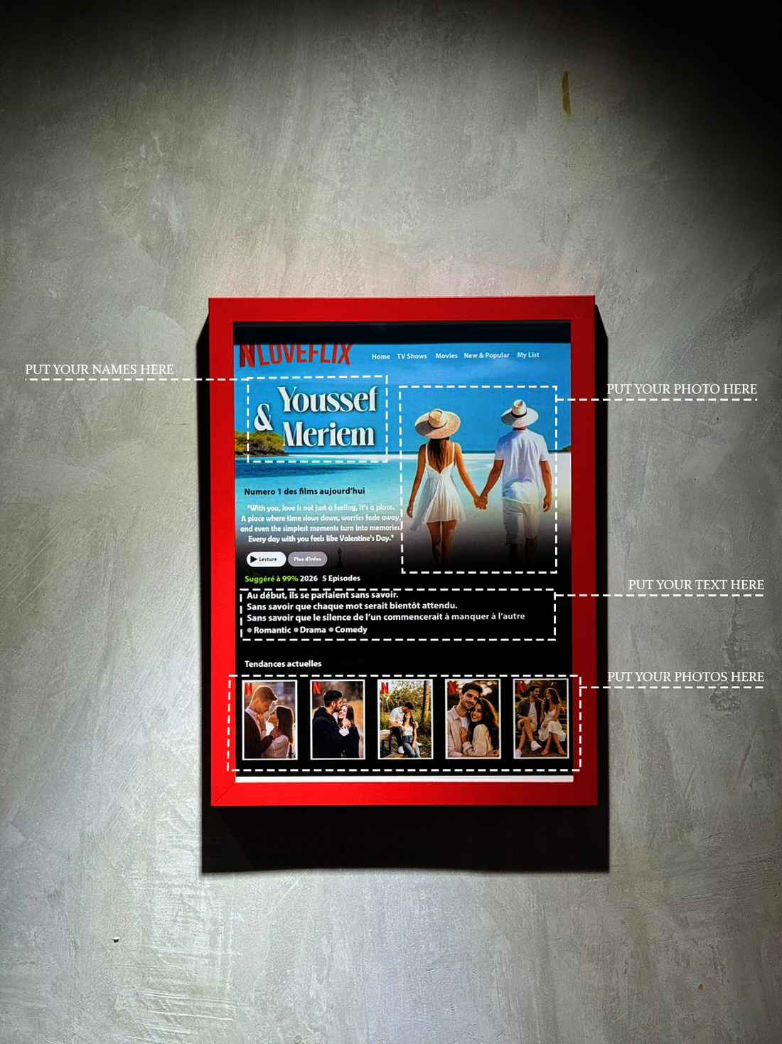 Tableau "LOVEFLIX" Personnalisable