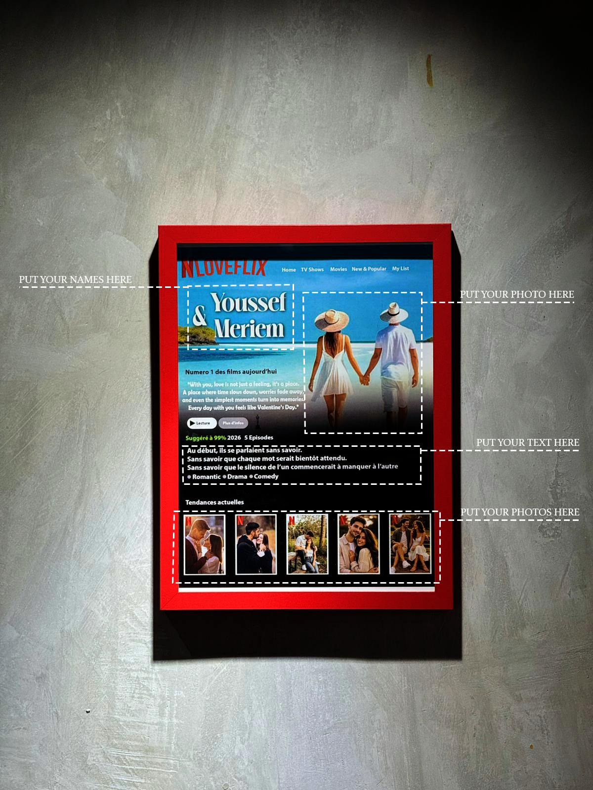 Tableau "LOVEFLIX" Personnalisable