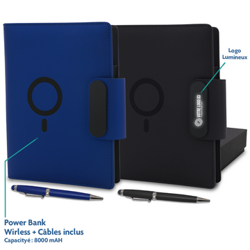 coffret note-book power bank 8000 mah wireless