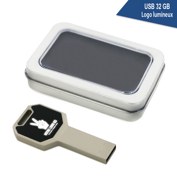 usb en métal noir lumineuse