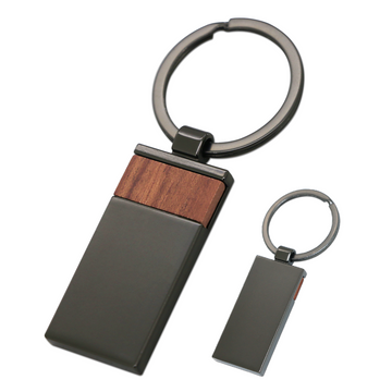 porte-clés rectangulaire en métal  et bois