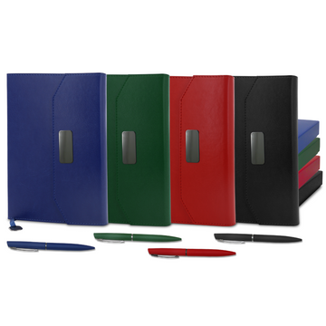 coffret note-book en simili cuir avec stylo