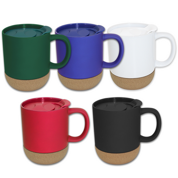 mug 380 ml en porcelaine et liège avec couvercle
