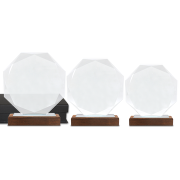 trophées rond en verre et socle en bois (Copy)