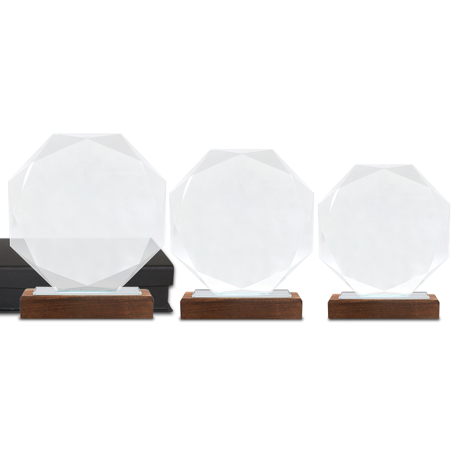 trophées rond en verre et socle en bois (Copy)