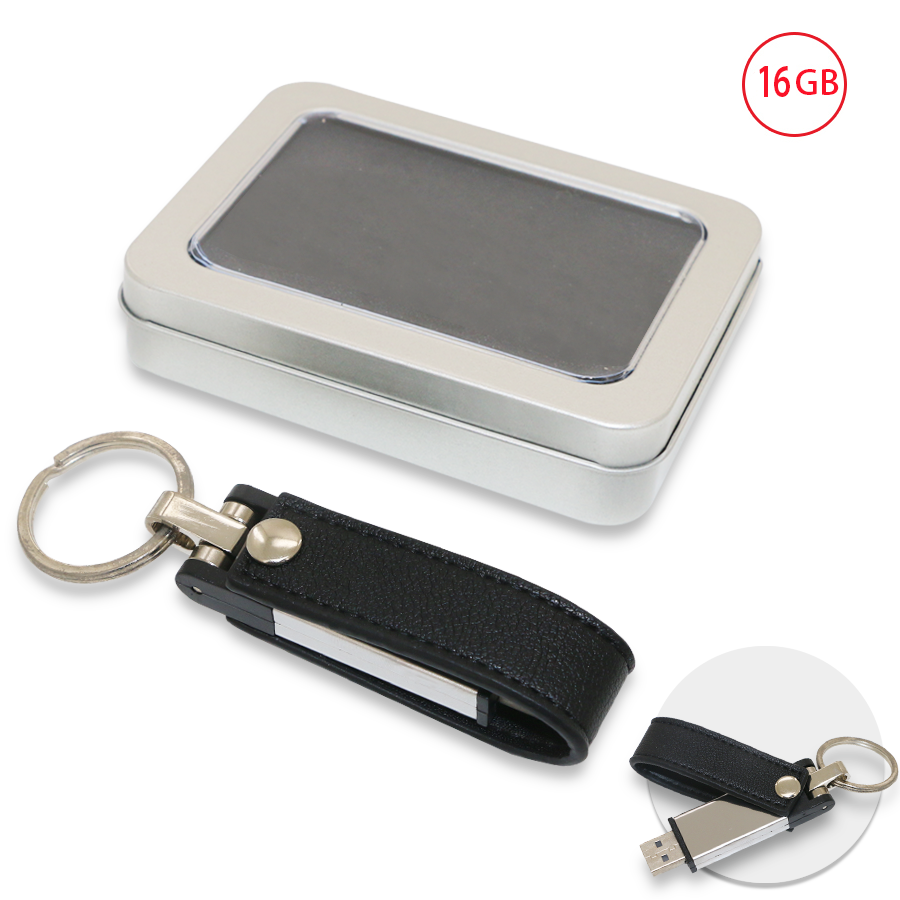 usb 16 gb en similicuir noir