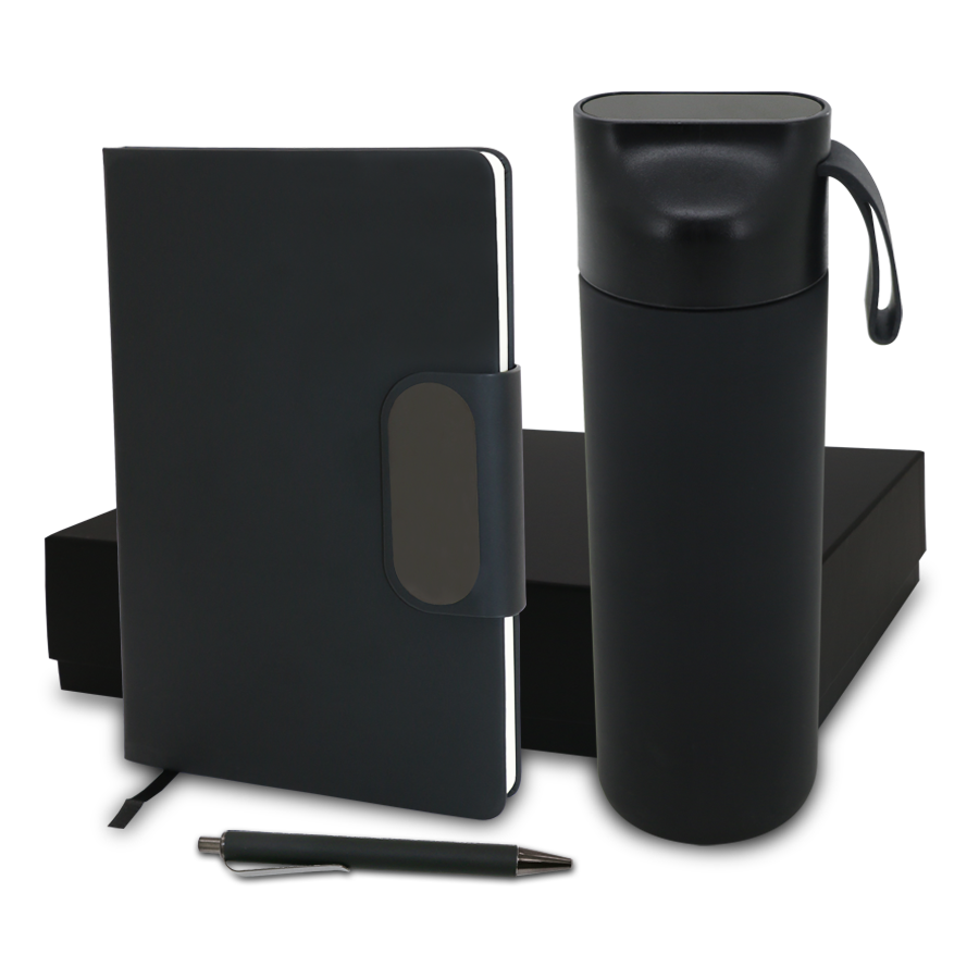 set cadeau notebook, stylo et thermos