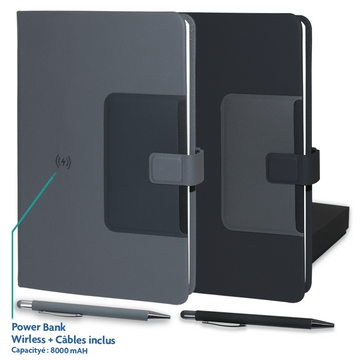 coffret bloc-note a5 avec chargeur à induction