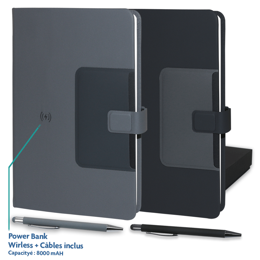 coffret bloc-note a5 avec chargeur à induction