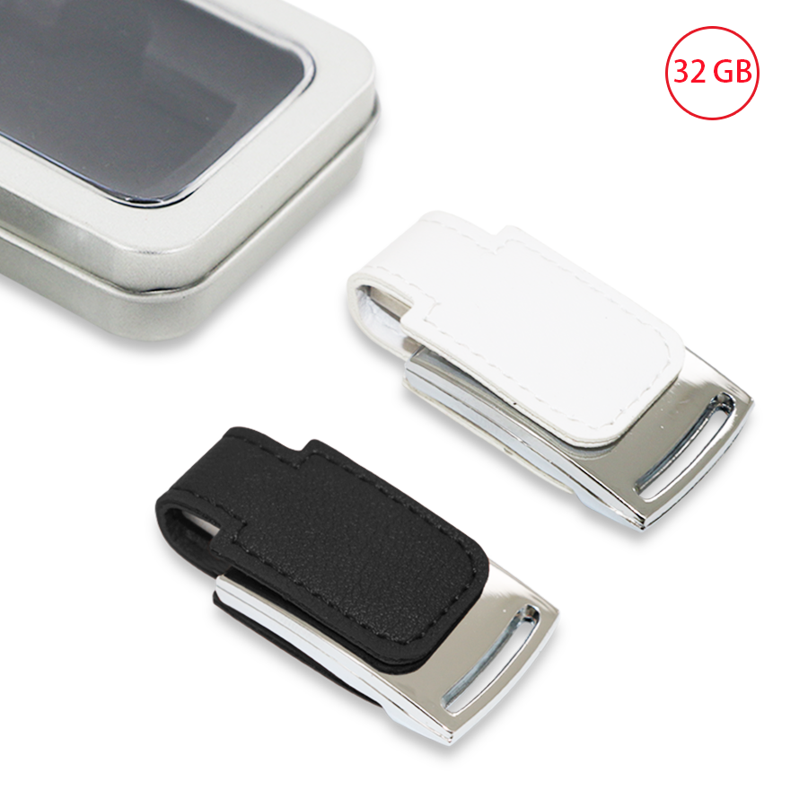 usb 32 gb en similicuir et métal crochet
