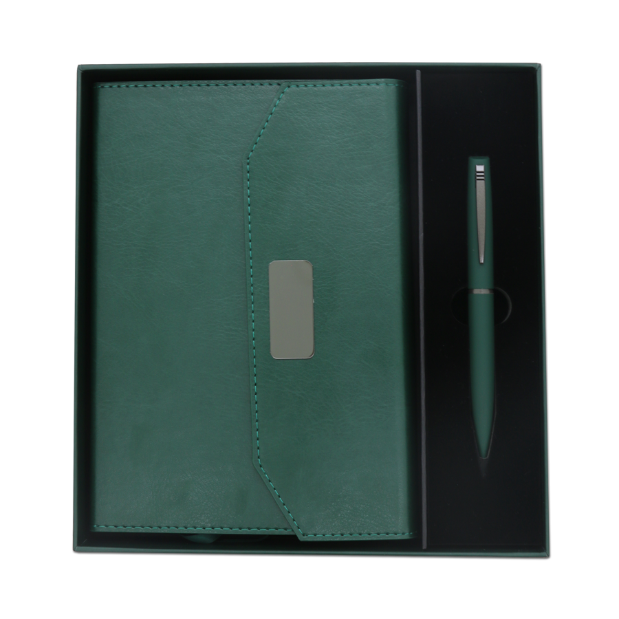 coffret note-book en simili cuir avec stylo