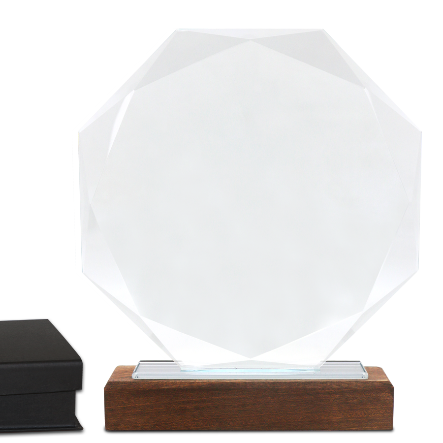 trophées rond en verre et socle en bois (Copy)