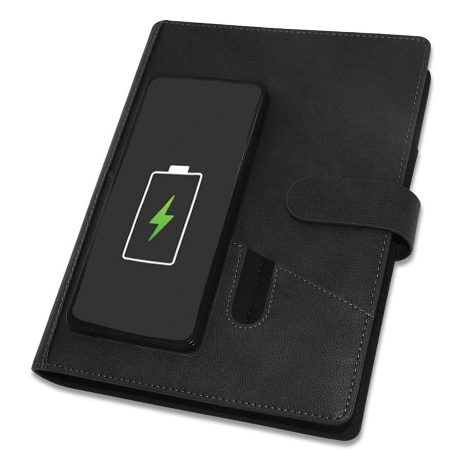 coffret note book a5 avec powerbank wireless
