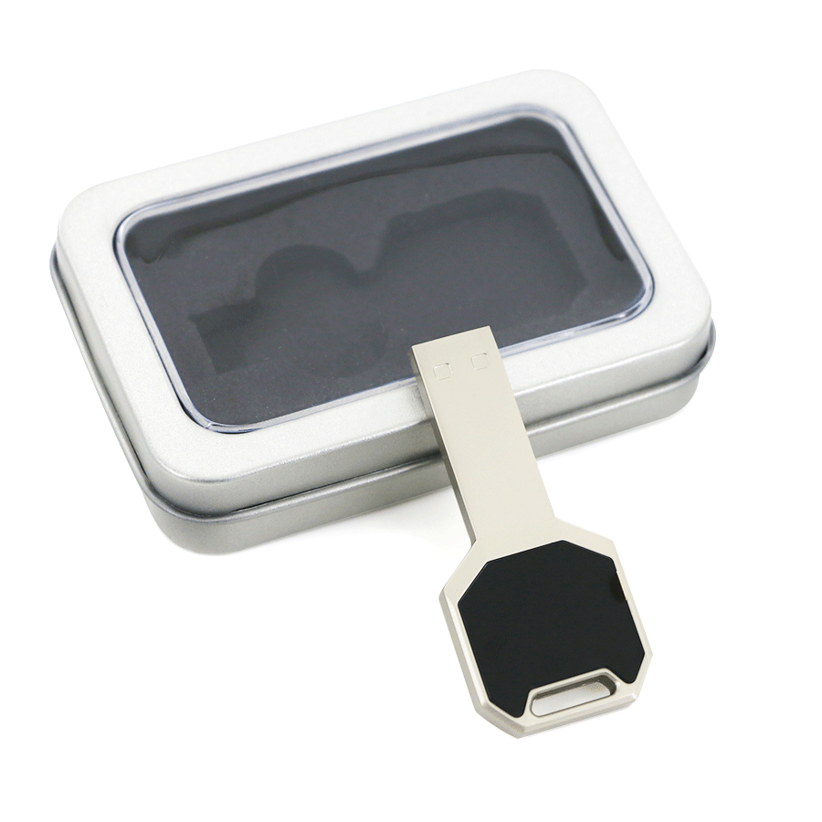 usb en métal noir lumineuse