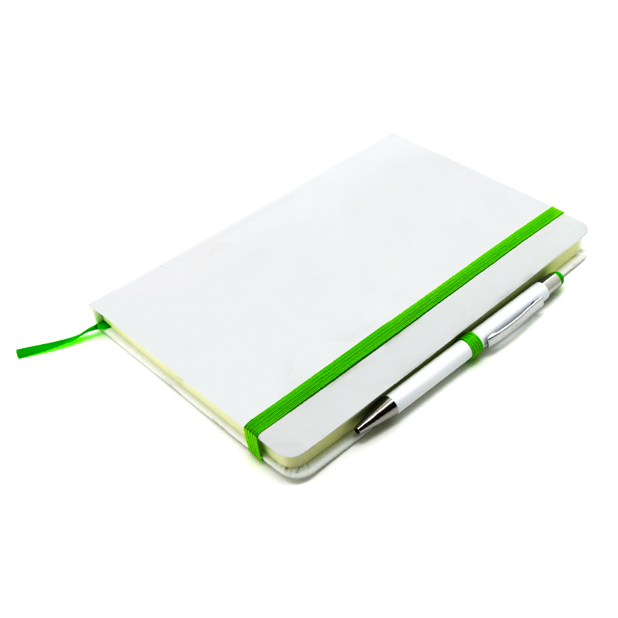 notebook a5 en blanc laserable avec stylo