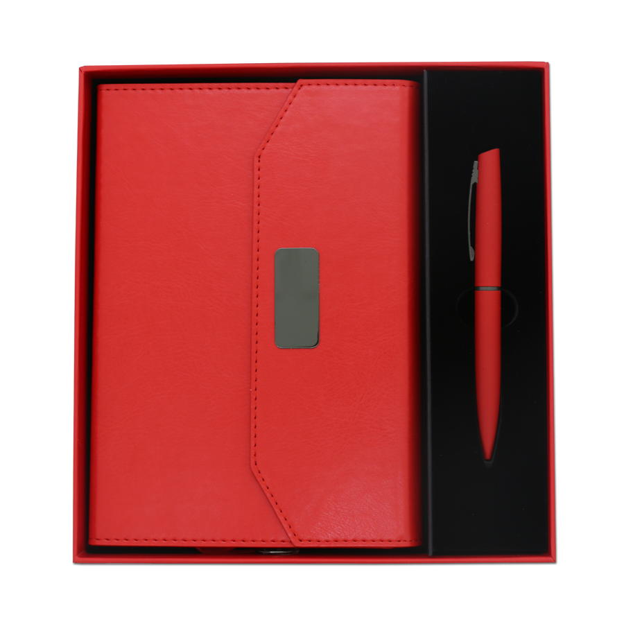 coffret note-book en simili cuir avec stylo