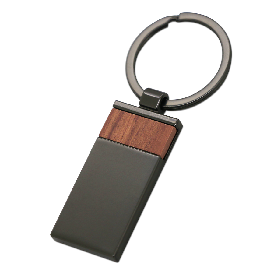 porte-clés rectangulaire en métal  et bois
