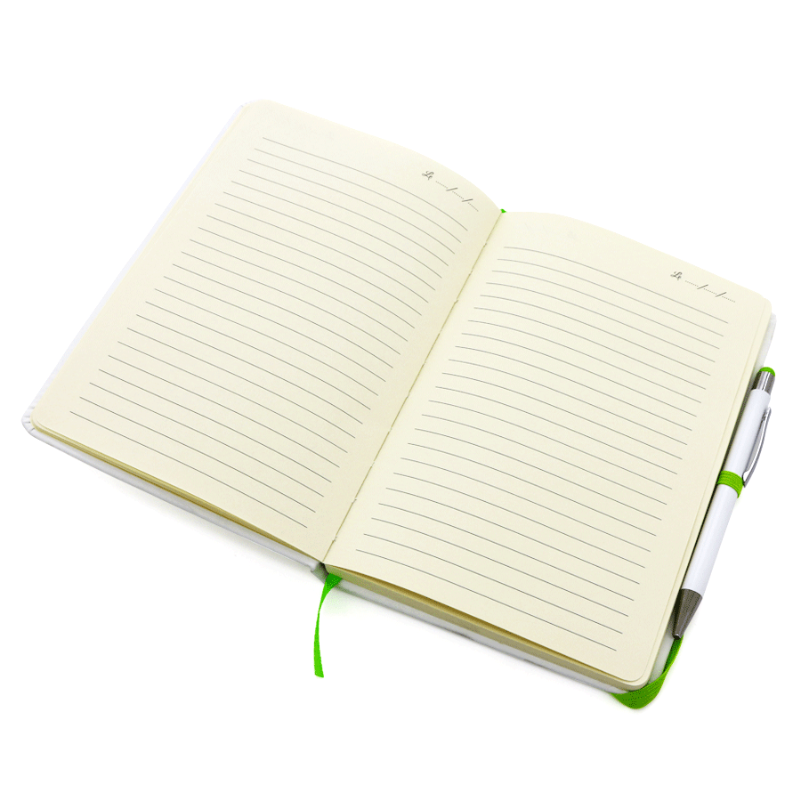 notebook a5 en blanc laserable avec stylo