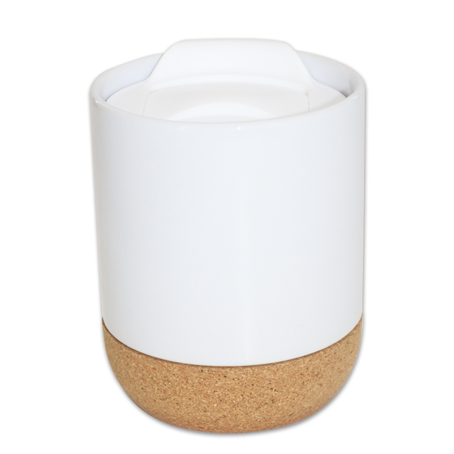 mug 380 ml en porcelaine et liège avec couvercle