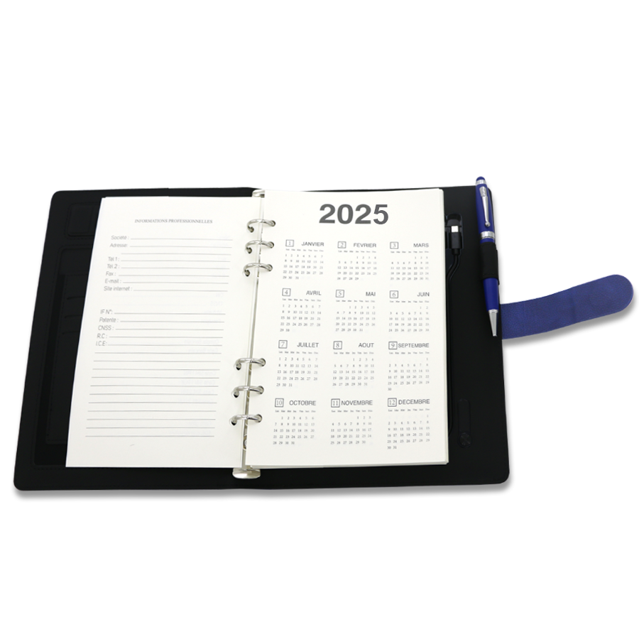 coffret note book a5 avec powerbank wireless