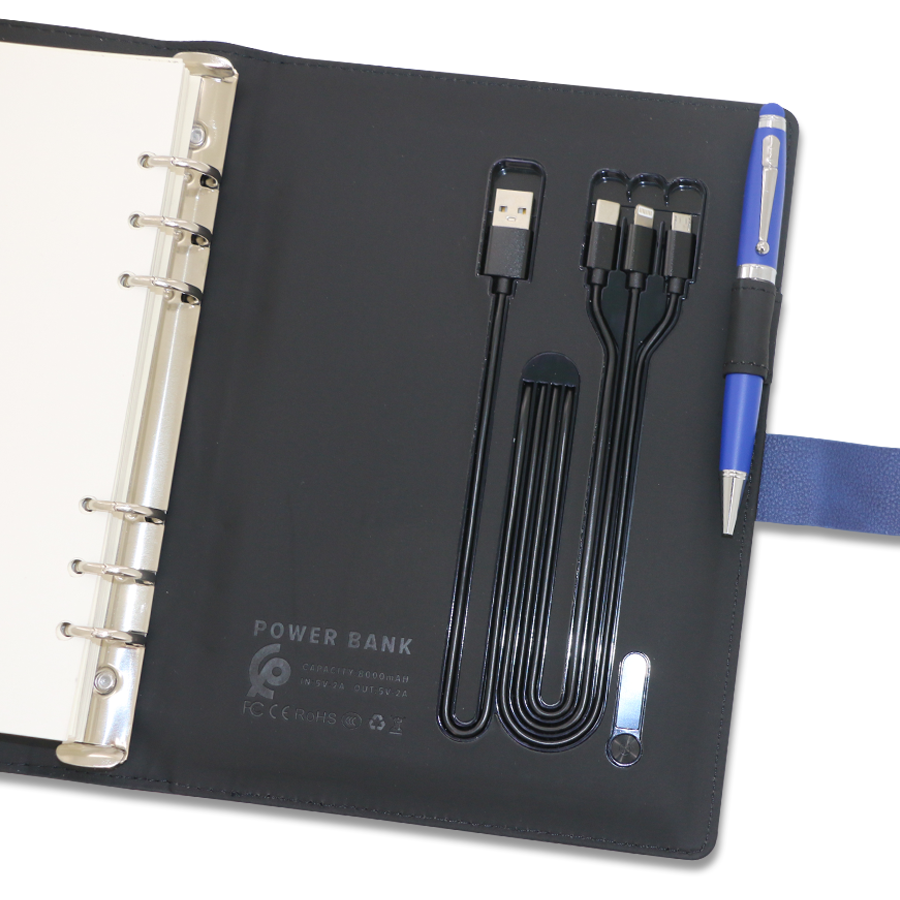 coffret note book a5 avec powerbank wireless