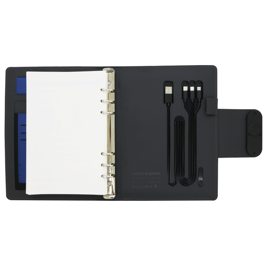 coffret note-book publicitaire avec powerbank et usb