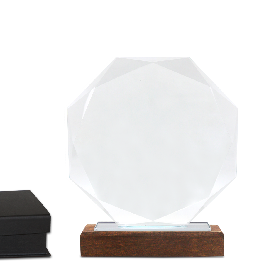 trophées rond en verre et socle en bois (Copy)