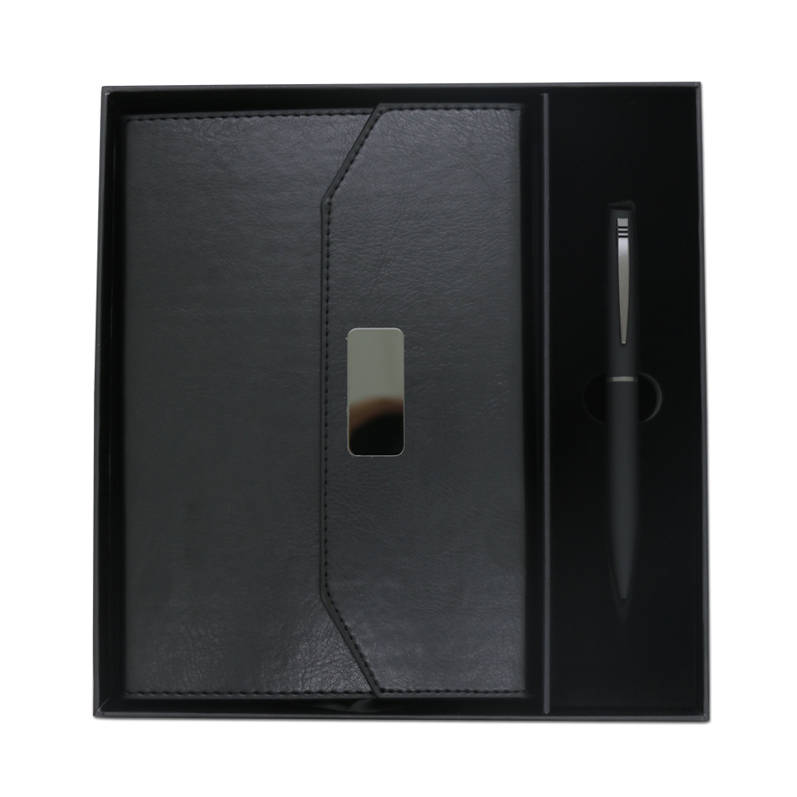 coffret note-book en simili cuir avec stylo
