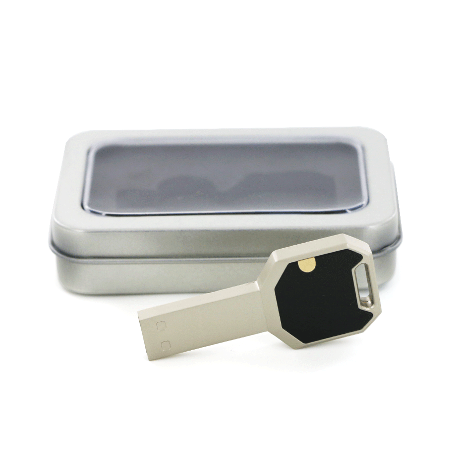 usb en métal noir lumineuse
