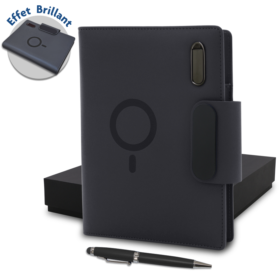 coffret note-book publicitaire avec powerbank et usb