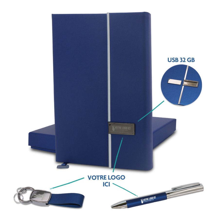 coffret note book usb 32gb et stylo & porte-clé