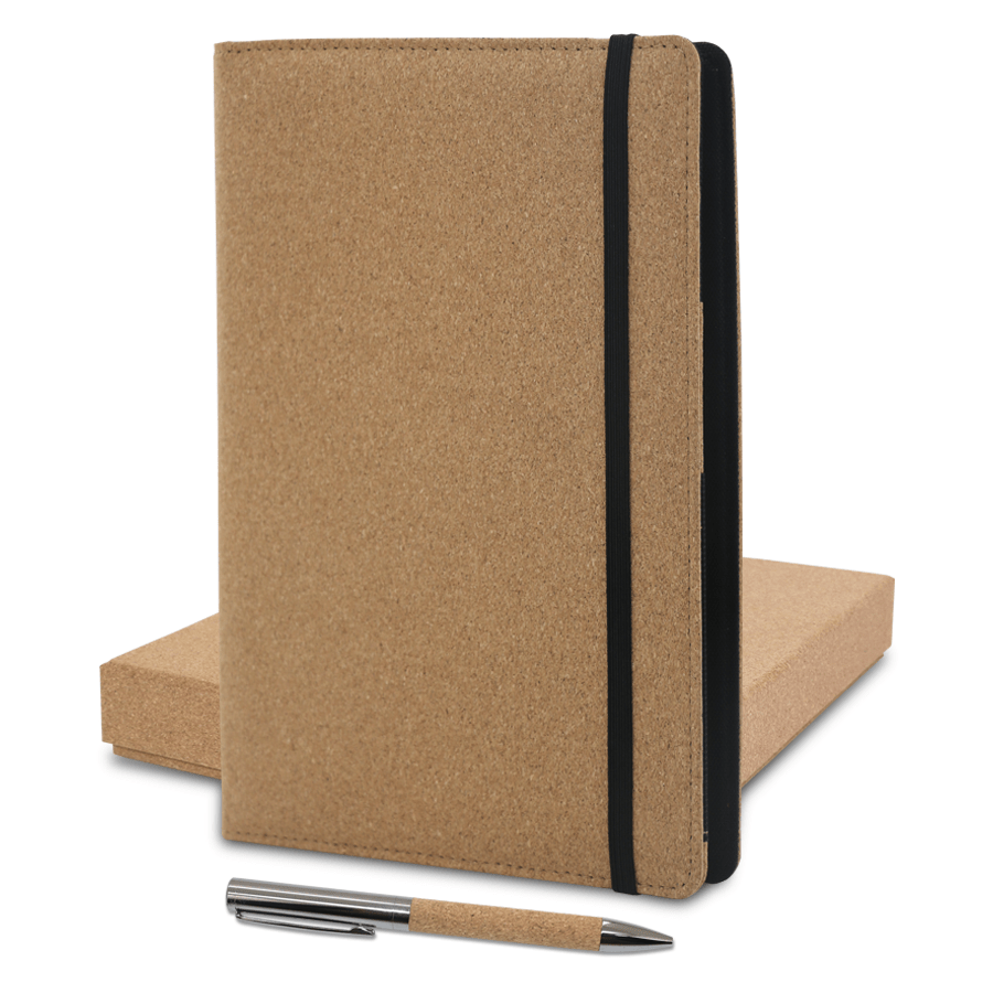 coffret notebook écologique en liège avec stylo
