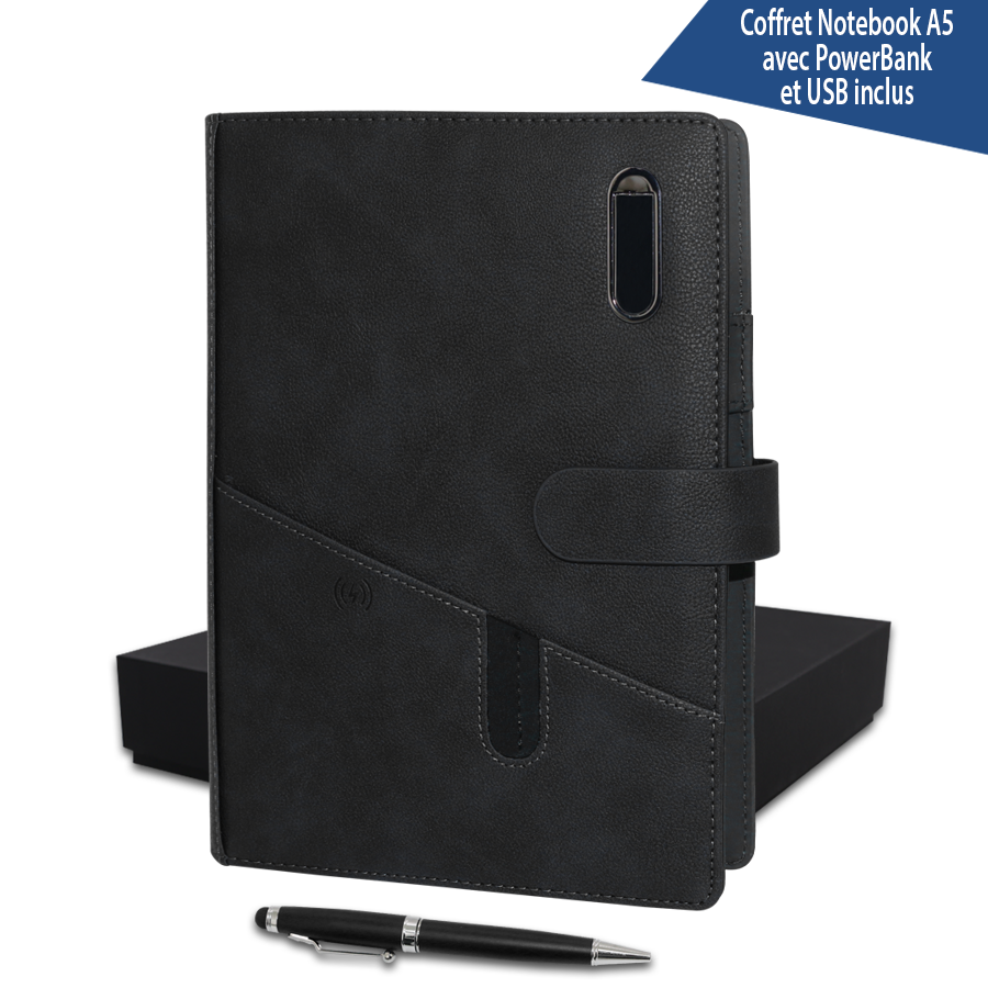 coffret note book avec powerbank et usb inclus