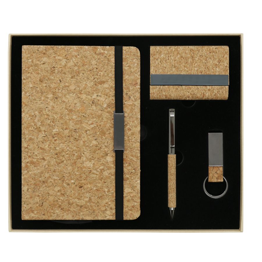 coffret cadeau 4 pièces en liège et métal