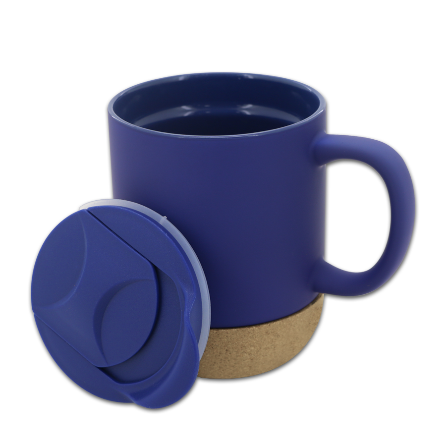 mug 380 ml en porcelaine et liège avec couvercle
