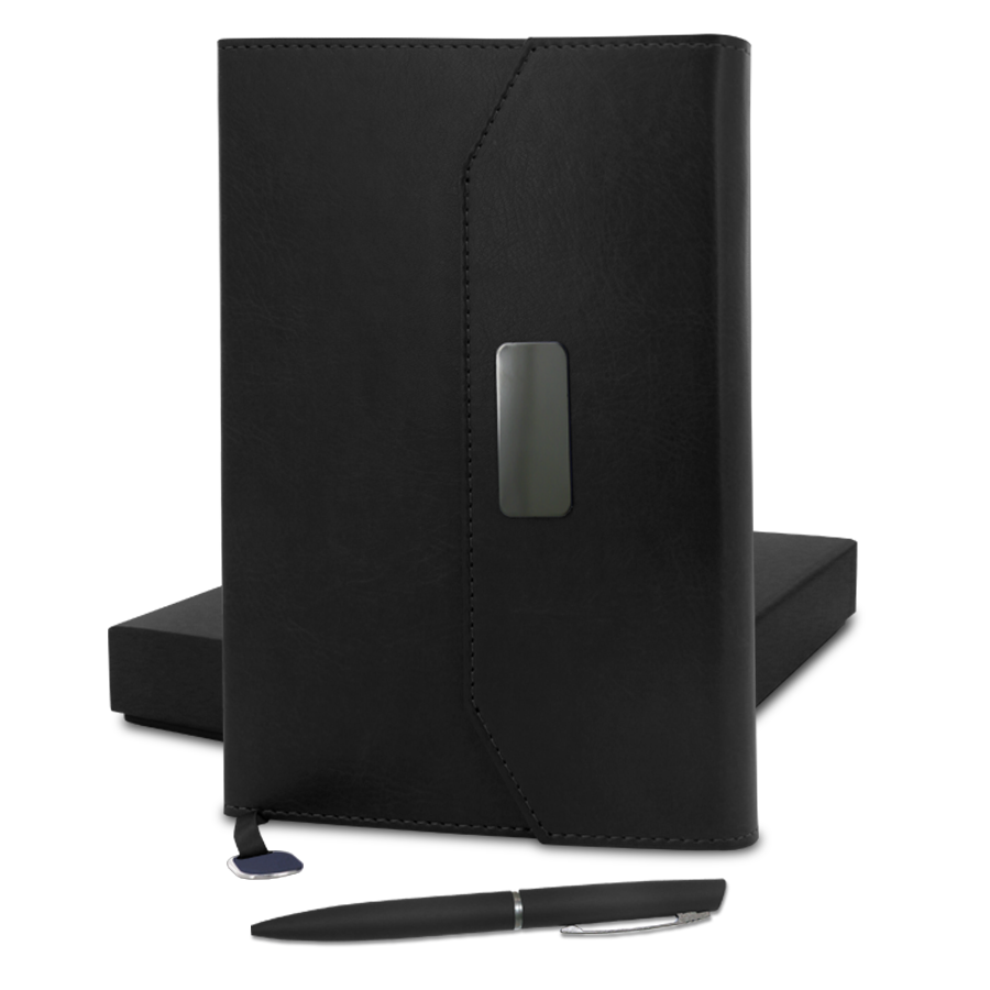 coffret note-book en simili cuir avec stylo