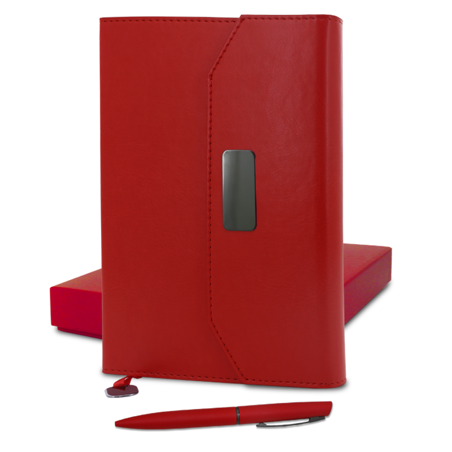 coffret note-book en simili cuir avec stylo
