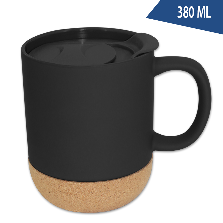 mug 380 ml en porcelaine et liège avec couvercle