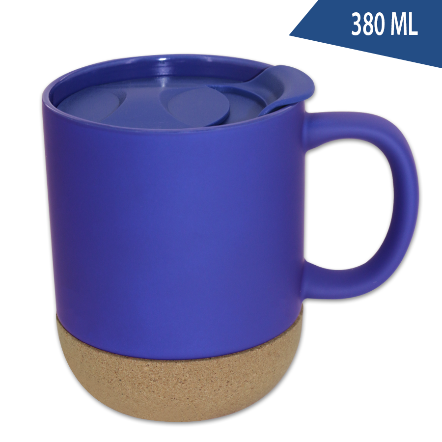 mug 380 ml en porcelaine et liège avec couvercle