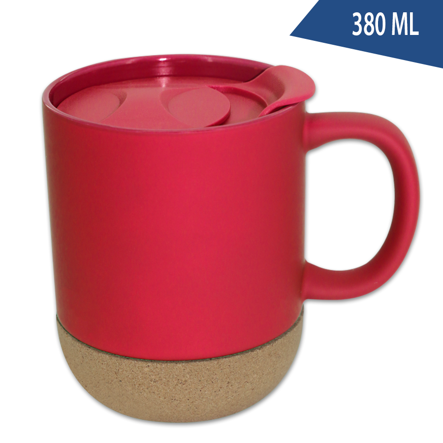 mug 380 ml en porcelaine et liège avec couvercle